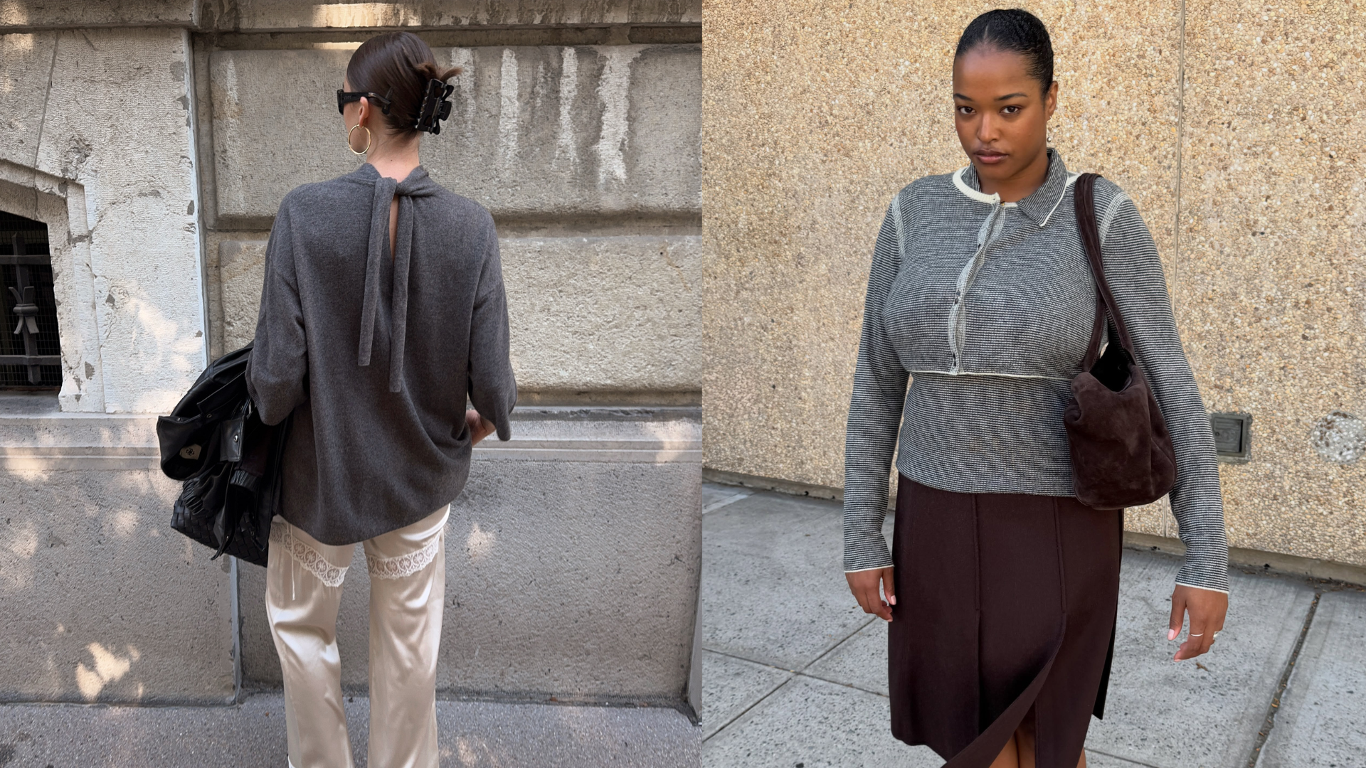 Collage of women wearing fall sweater outfits in 2026.