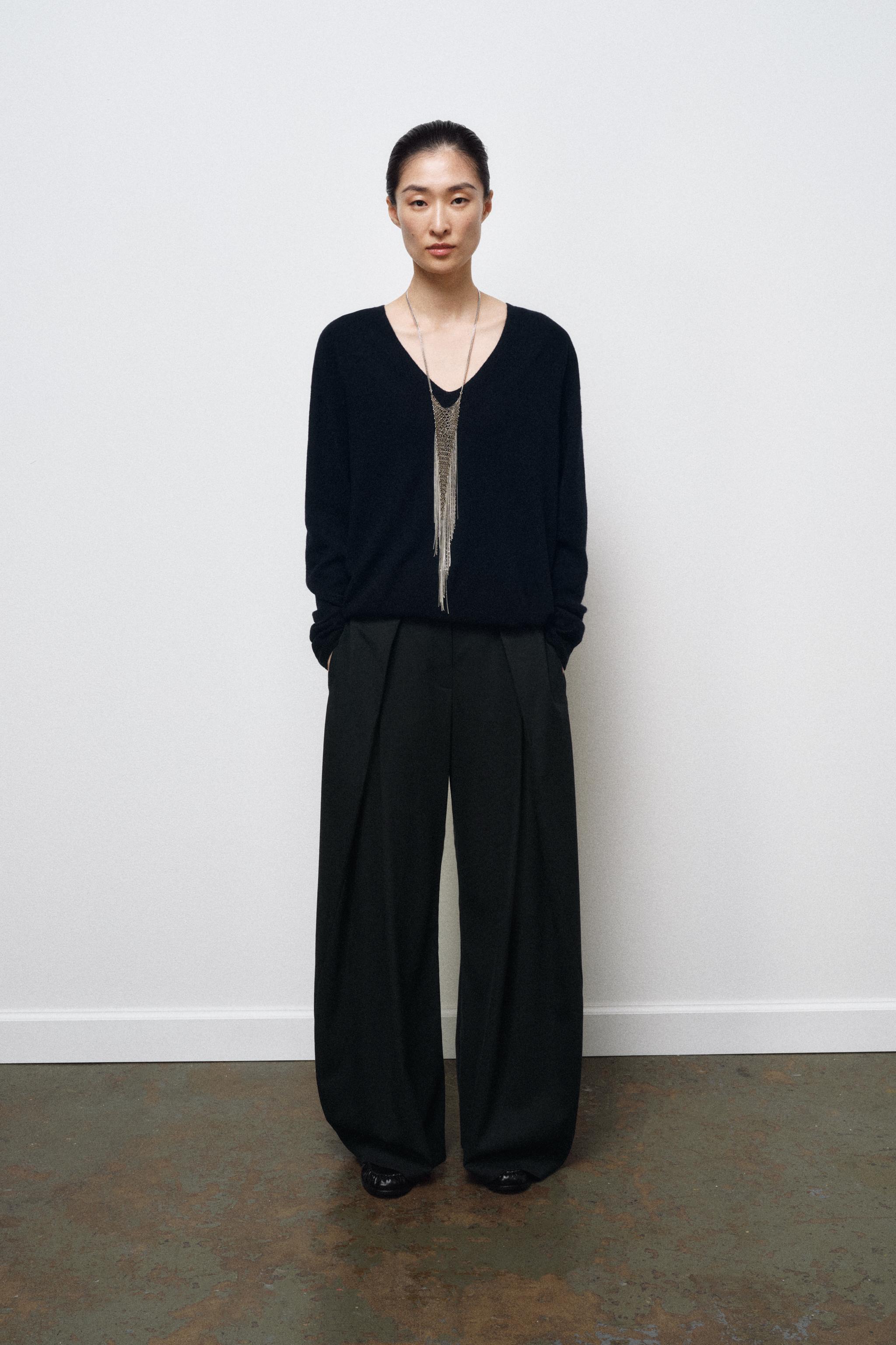 Zw Collection Wide-Leg Trousers With Darts