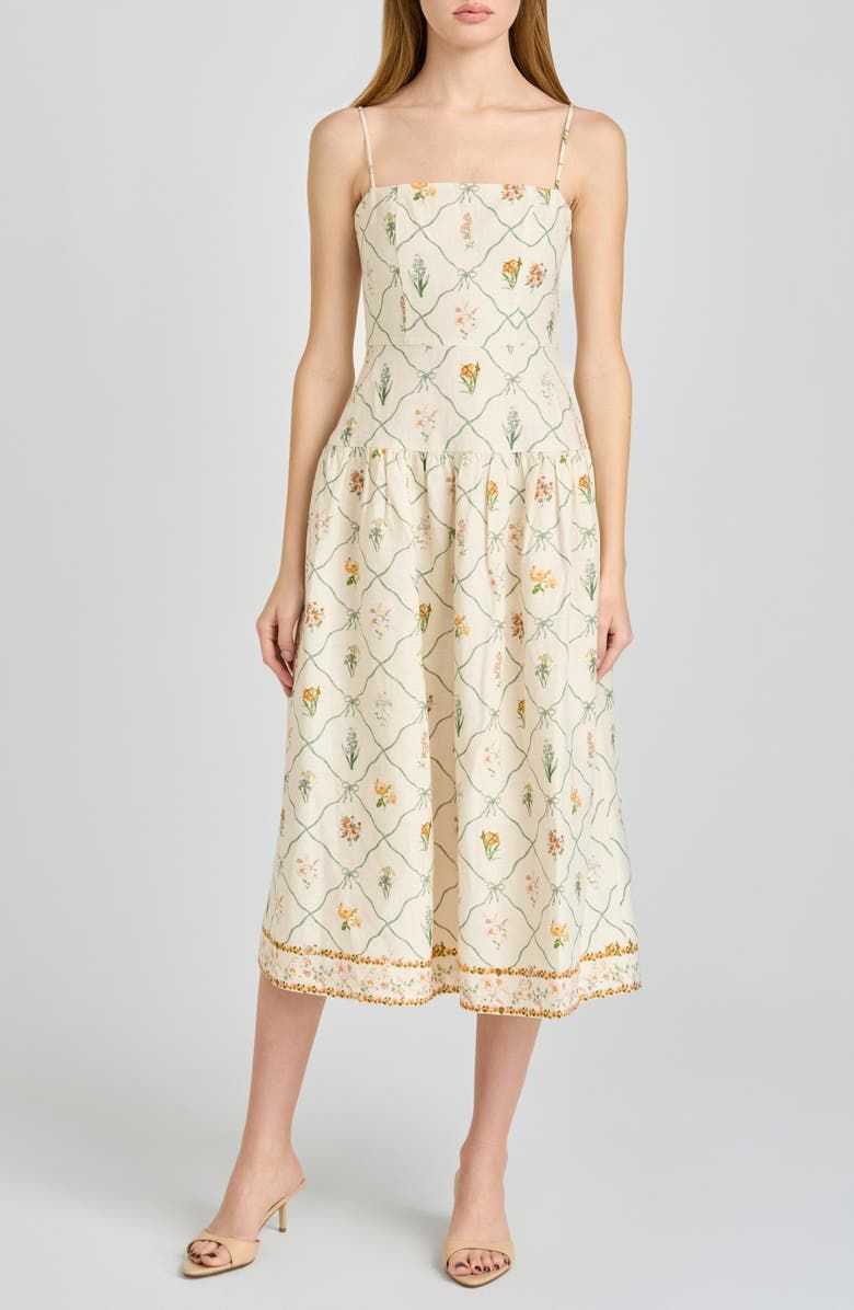 Juliet Print Linen Blend Midi Sundress