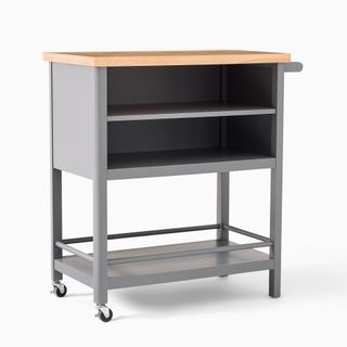 Grey Wooden Portable Kitchen Island