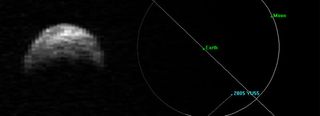 Asteroid 2005 YU55 and Trajectory Diagram