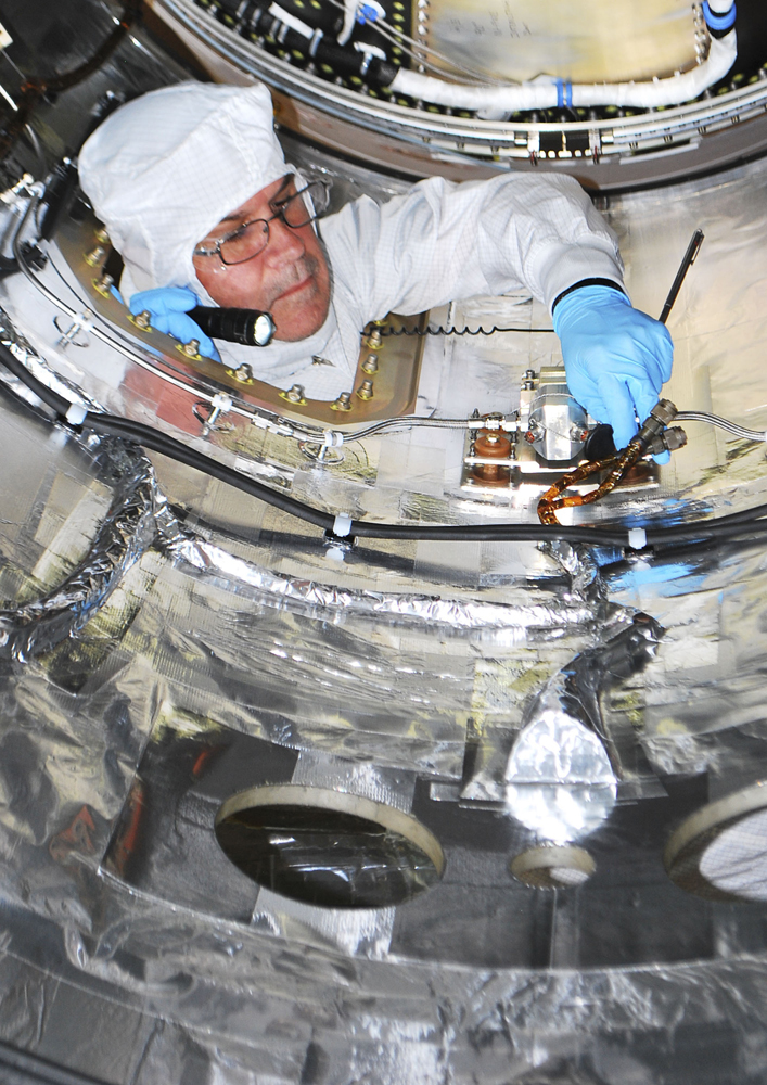 NuSTAR Technician Inside Nose Cone
