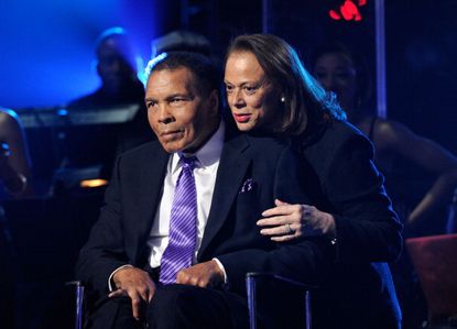 Muhammad Ali and his wife Lonnie celebrate the boxer's 70th birthday in 2012.