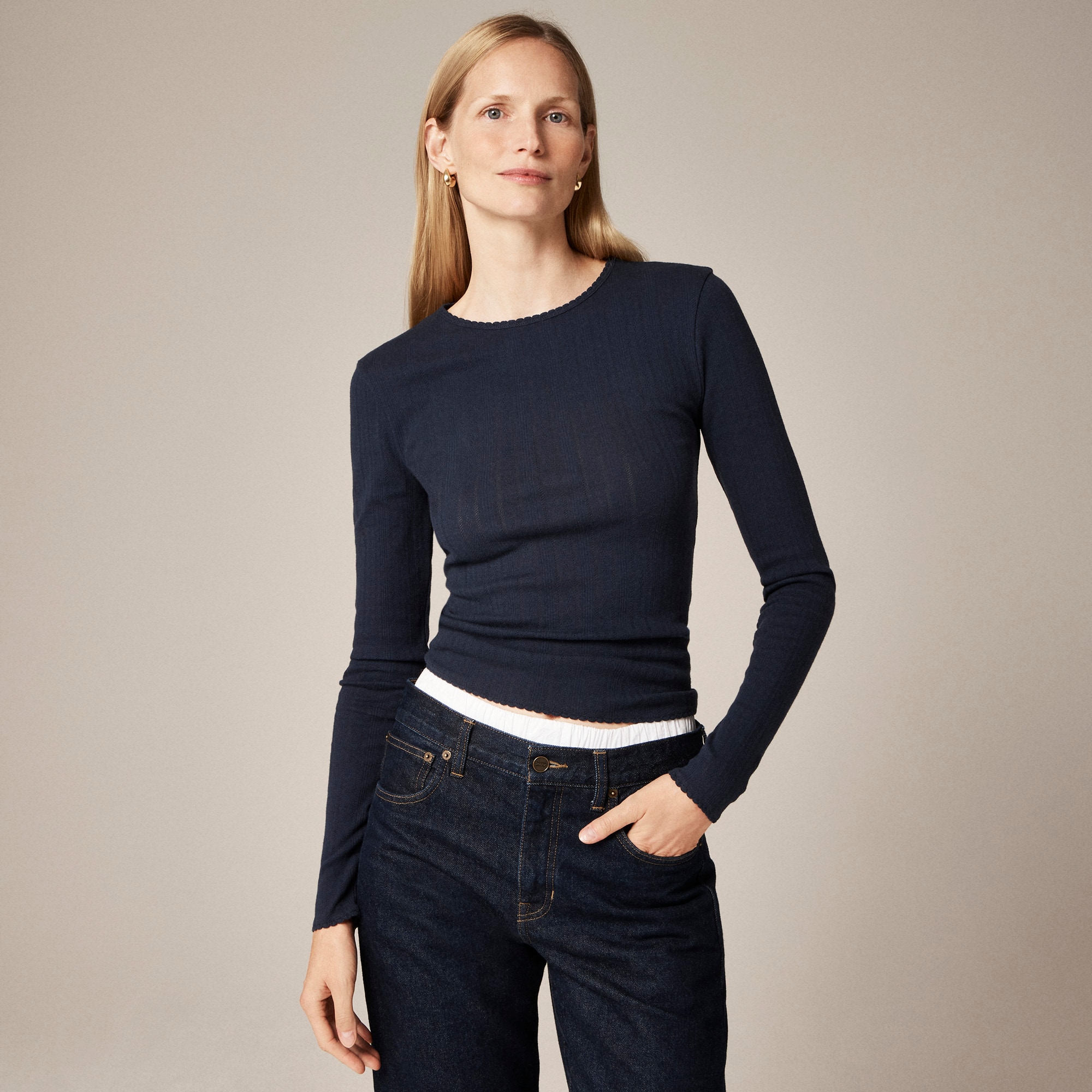 New Pointelle Long-Sleeve T-Shirt