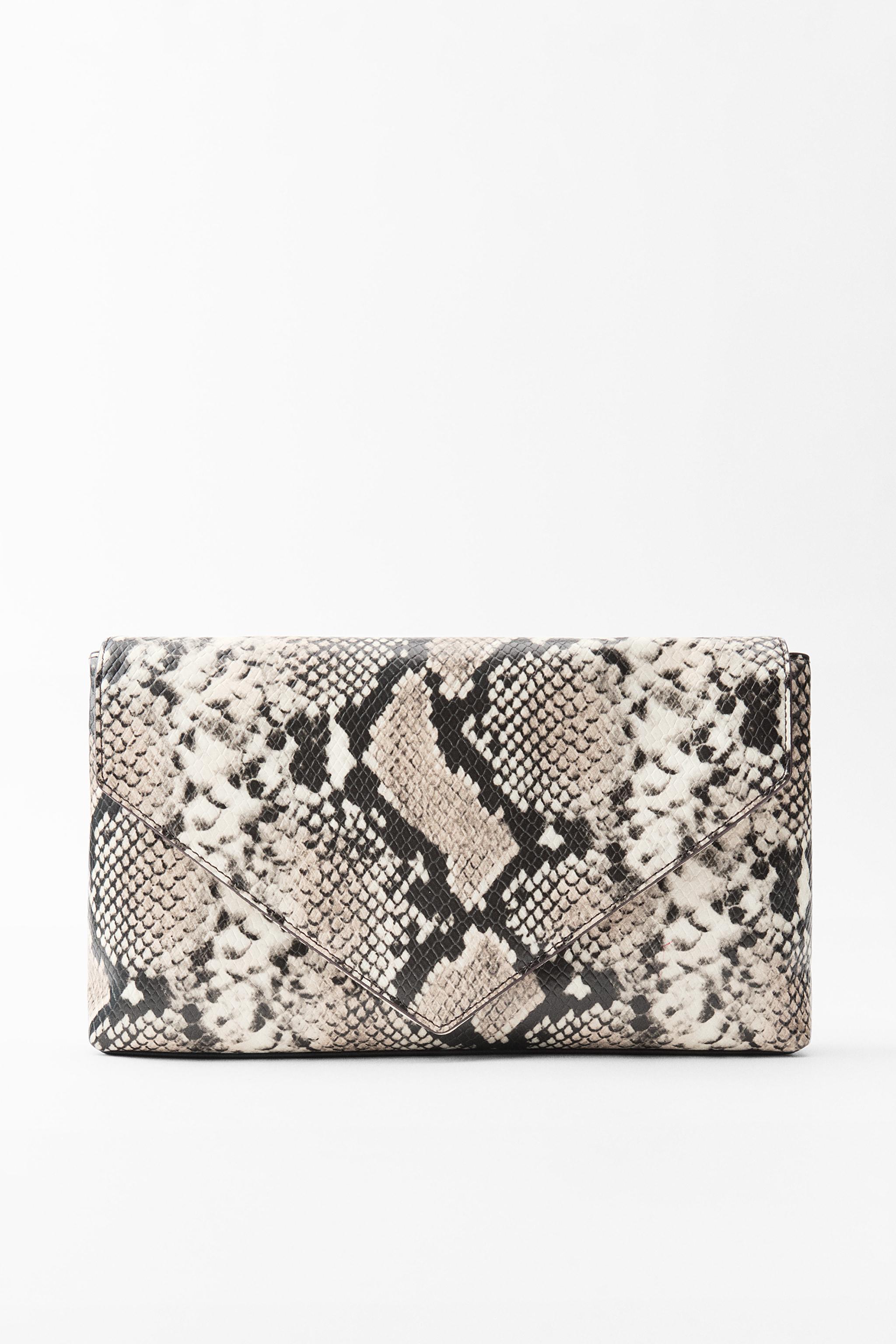 Animal Print Leather Clutch Bag