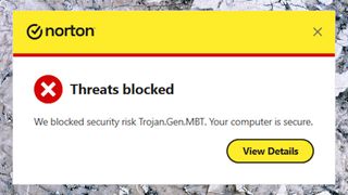 Norton 360 Deluxe Threat blocked.