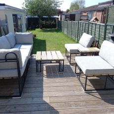 garden furniture with grey cushions