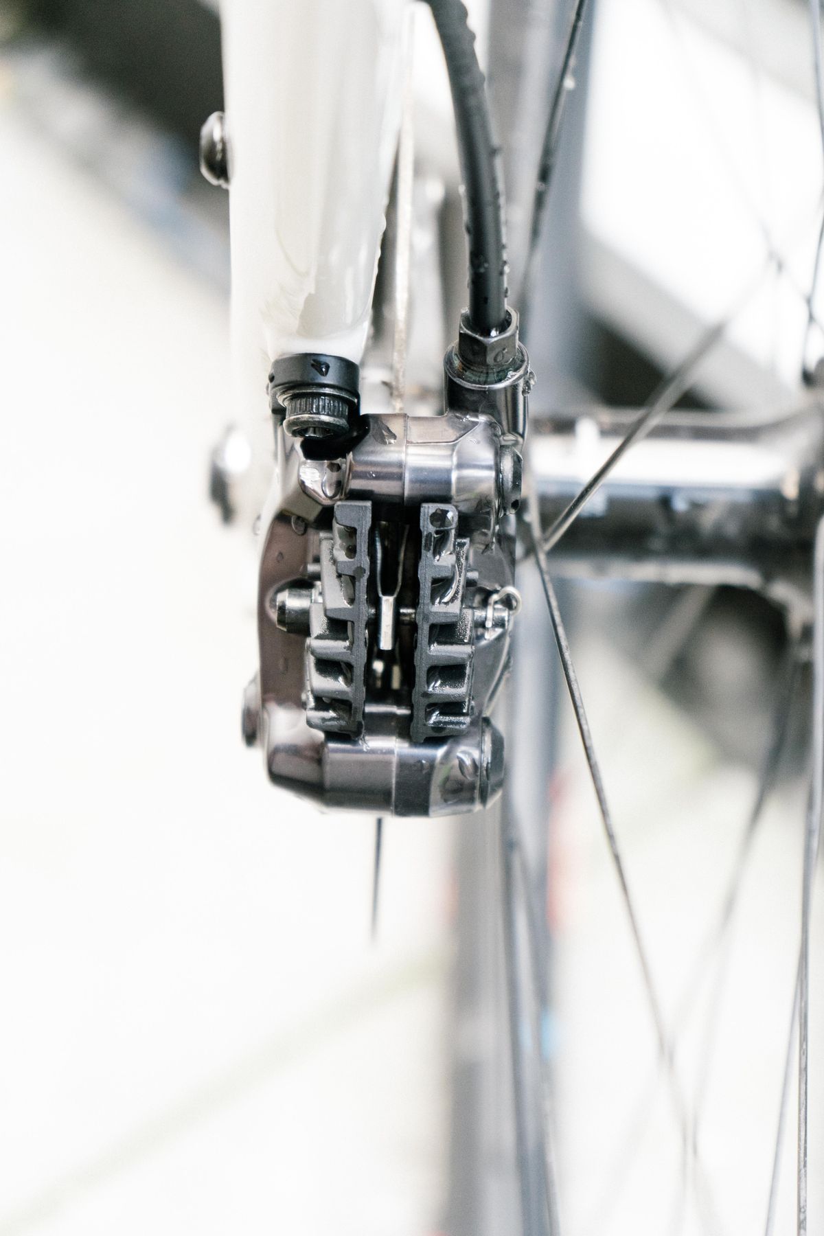 A clean grey brake calliper