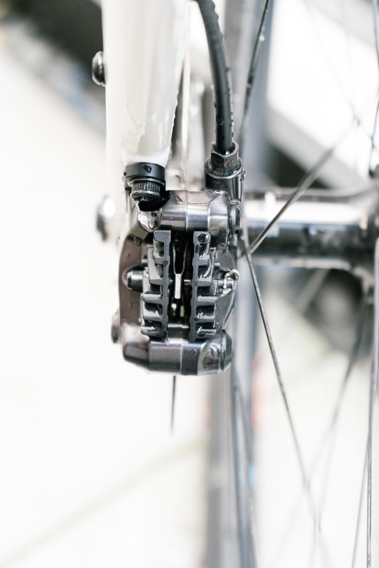 A clean grey brake calliper