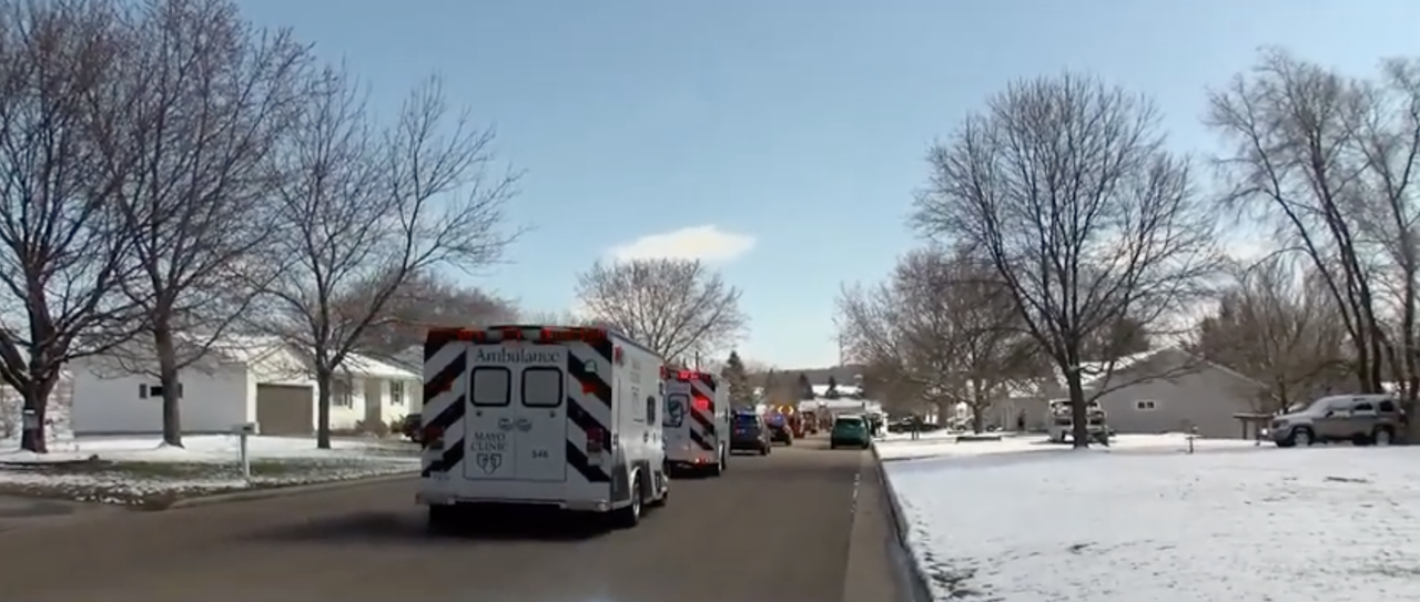 A parade of first responders in Osseo, Wisconsin.