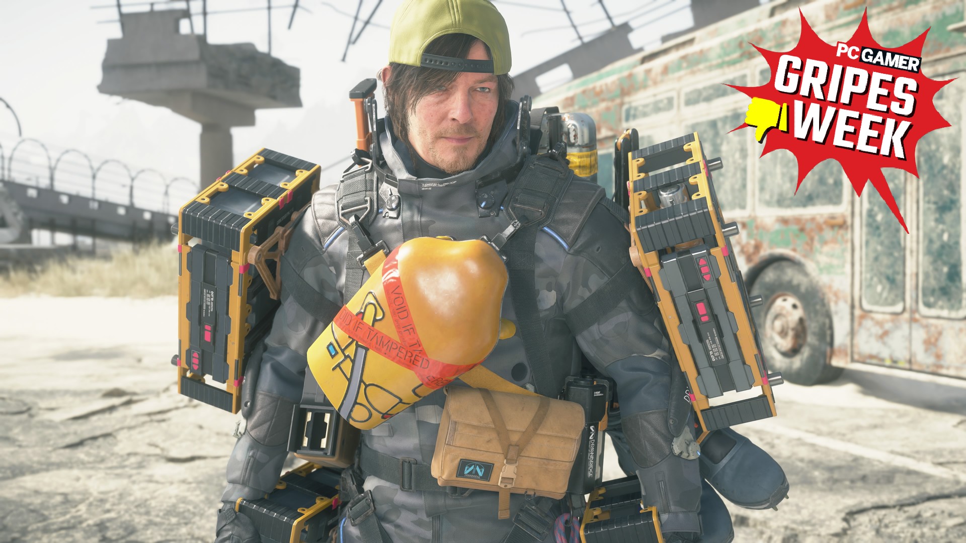 Death Stranding 2 Sam with lots of packages