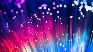 Colorful illuminated light effect fiber optics, macro shot.