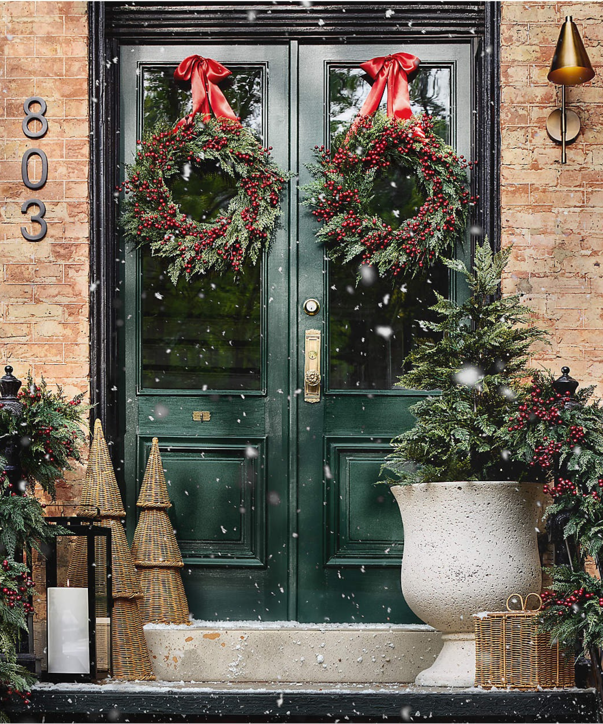 a festive porch decorated for Christmas