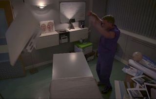Guy loses it in Holby City