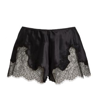 Marjolaine, Womens Marjolaine Black Silk Lace-Trim Baccarat Shorts | Harrods Uk