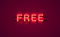 Neon sign on wall reads "free"