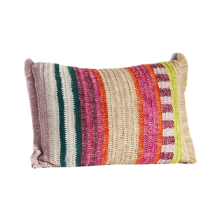 A colorful indoor/outdoor pillow
