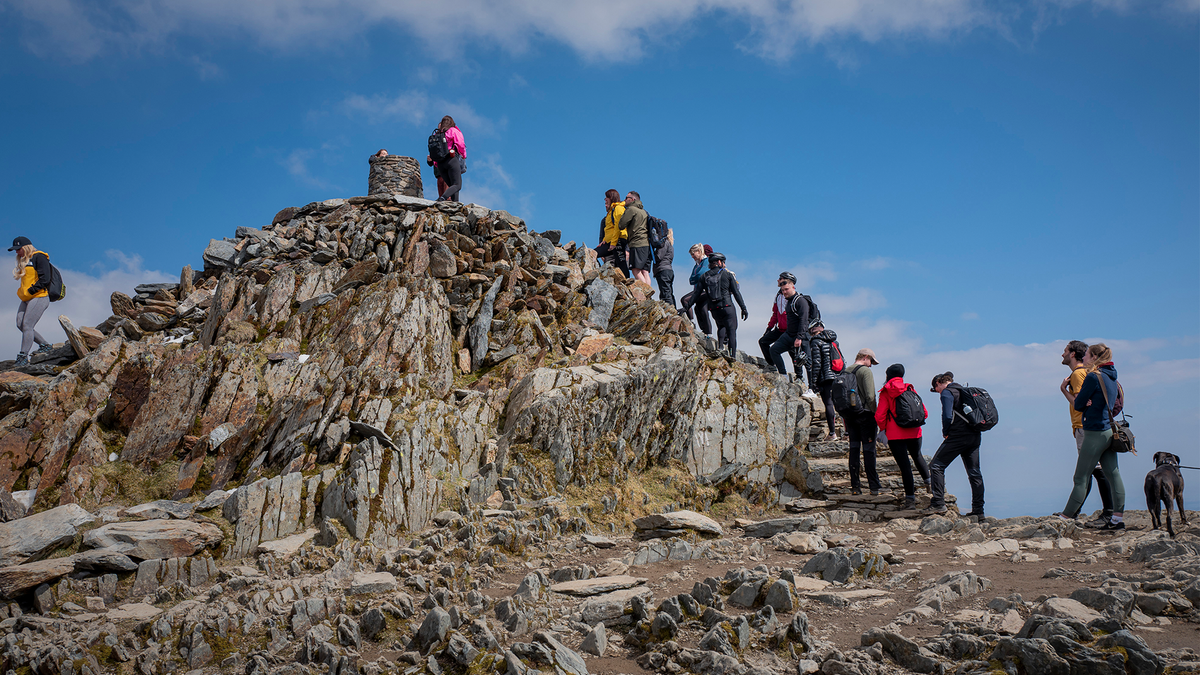 Hikers summit Snowdon 