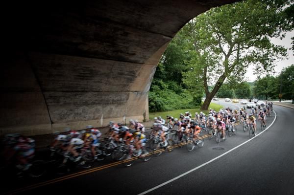 The women go under one of the many overpasses along the course.