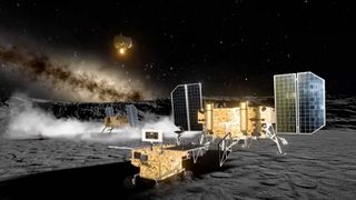 Screenshot from an animation depicting a future Chinese robotic mission to the moon's south pole.