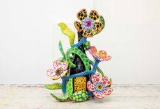 Hand-painted floral sculpture