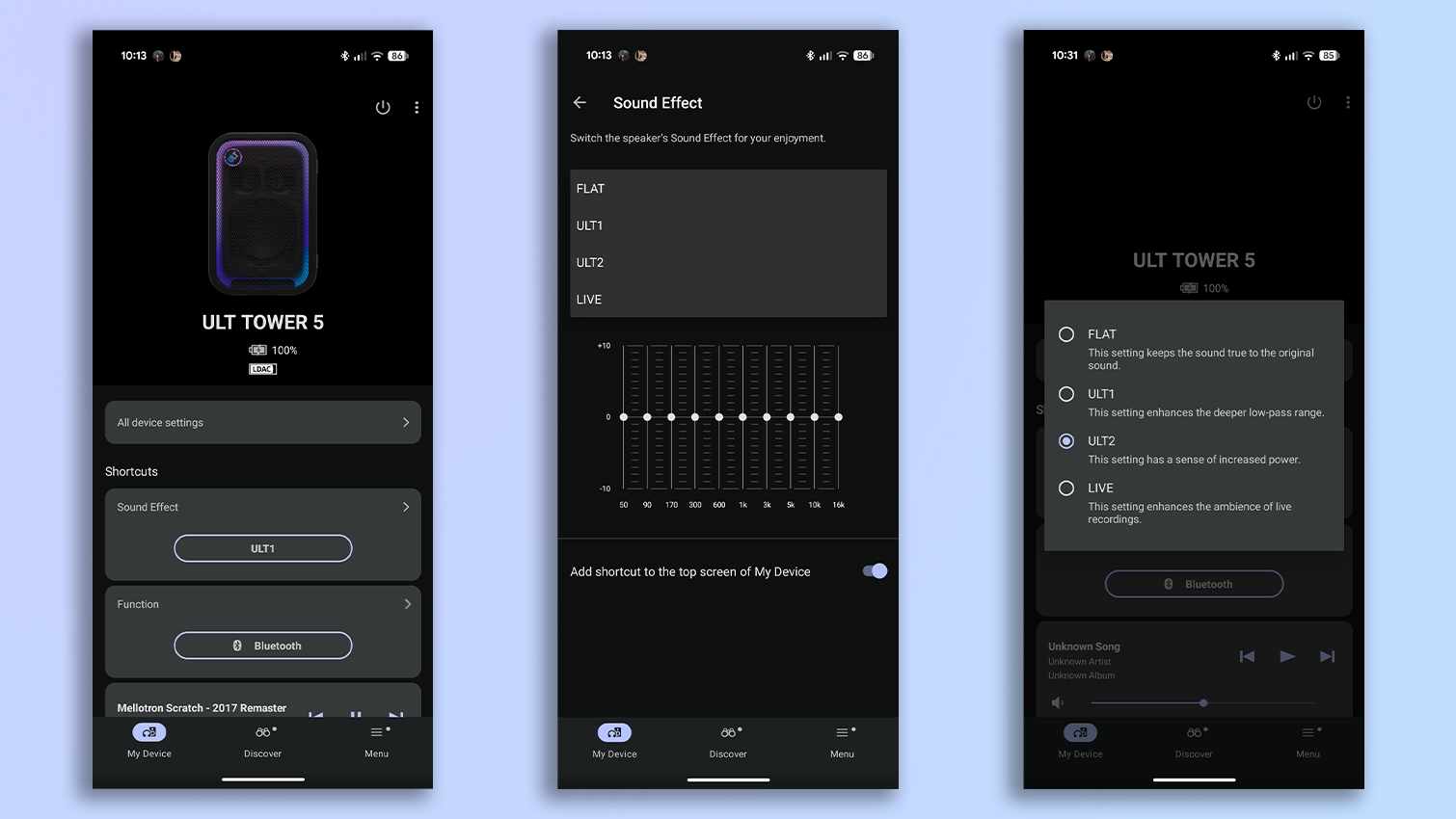 Sony Sound Connect app screenshots