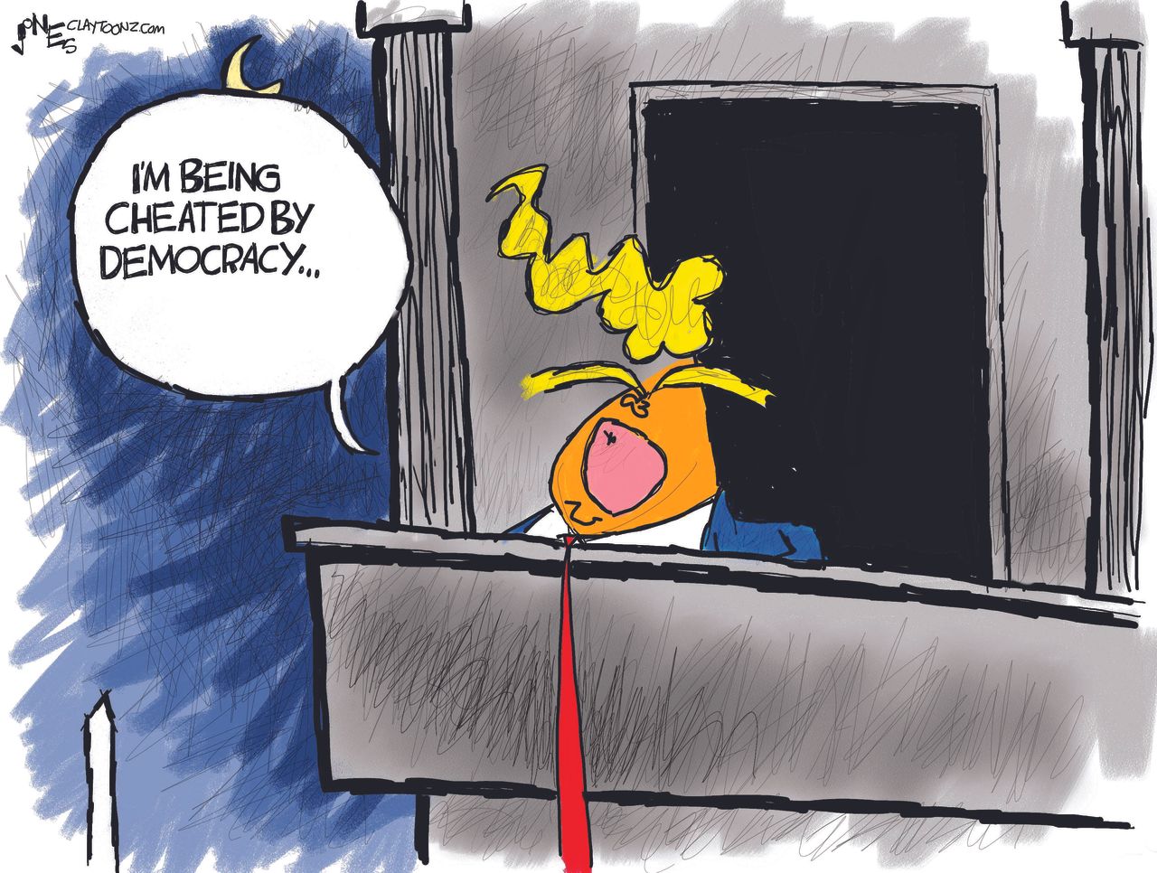 Political Cartoon U.S. Trump cheated 2020 democracy