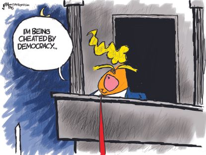Political Cartoon U.S. Trump cheated 2020 democracy