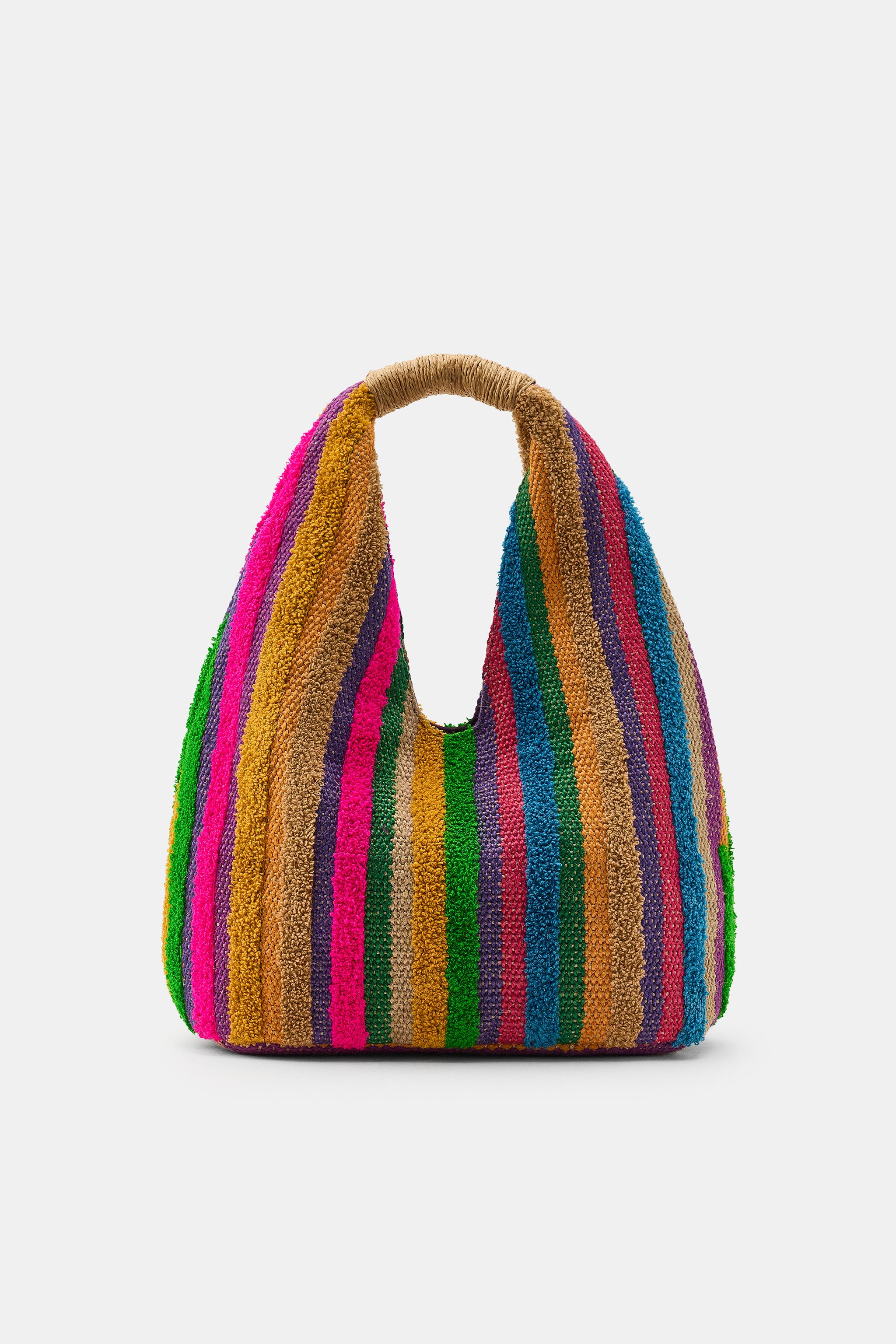 100% Jute Striped Print Bag