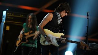 Tal Wilkenfeld and Jeff Beck perform with Jeff Beck onstage at the 25th Anniversary Rock & Roll Hall of Fame Concert at Madison Square Garden on October 30, 2009 in New York City. (