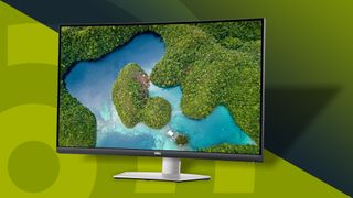 A Dell S3221QS, our pick for the best 4K monitor, against a techradar background