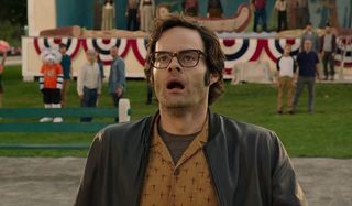 IT Chapter Two Bill Hader looking on in horror in the park