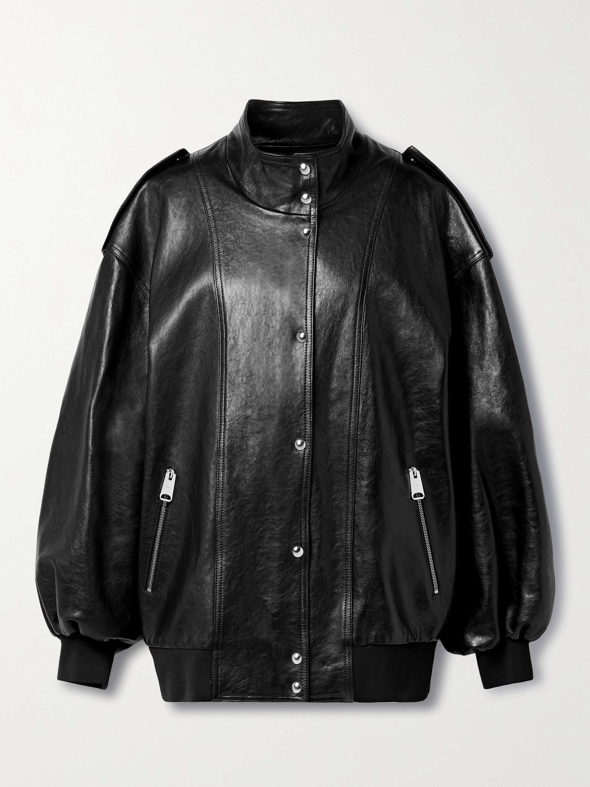 Farris Large Paneled Leather Bomber Jacket