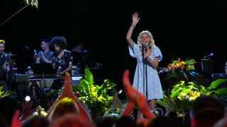 The American Idol live audience watch Kenedi Anderson performing at Disney's Aulani Resort in Hawaii.