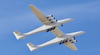 The Roc carrier aircraft from Stratolaunch which performed its fifth flight test on May 4, 2022.