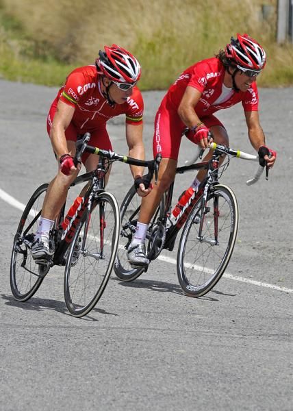 McDonald (Drapac Porsche) is joined by teammate Lachlan Norris