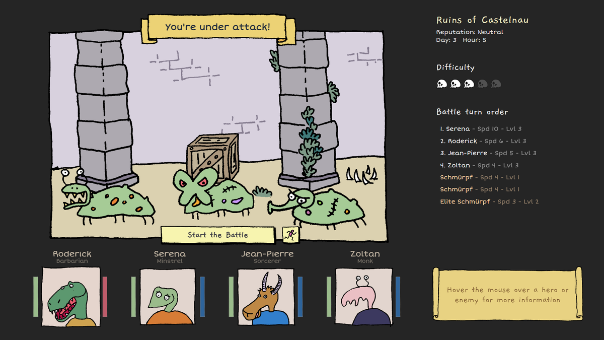 Several screenshots from Heroes of the Seven Islands, showing various retro-aesthetic point and click RPG adventure vibes.