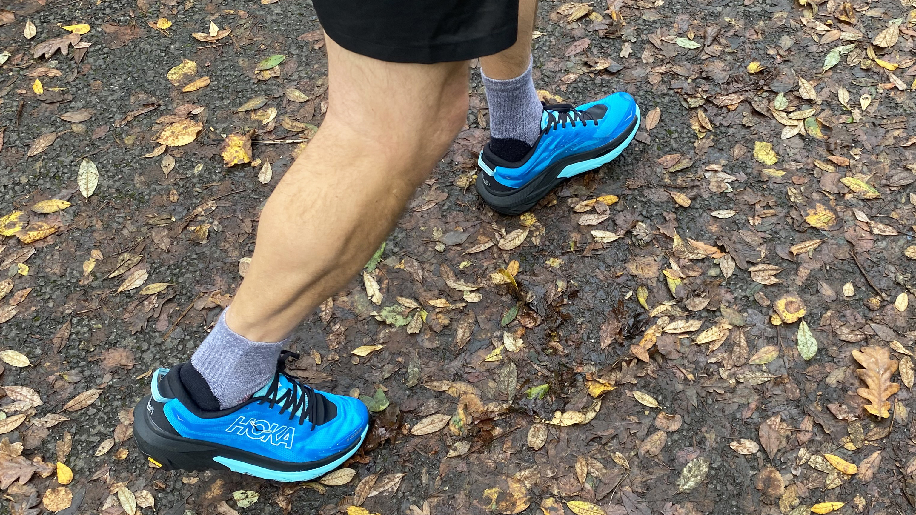 Hoka Mafate 5 being worn by a hiker