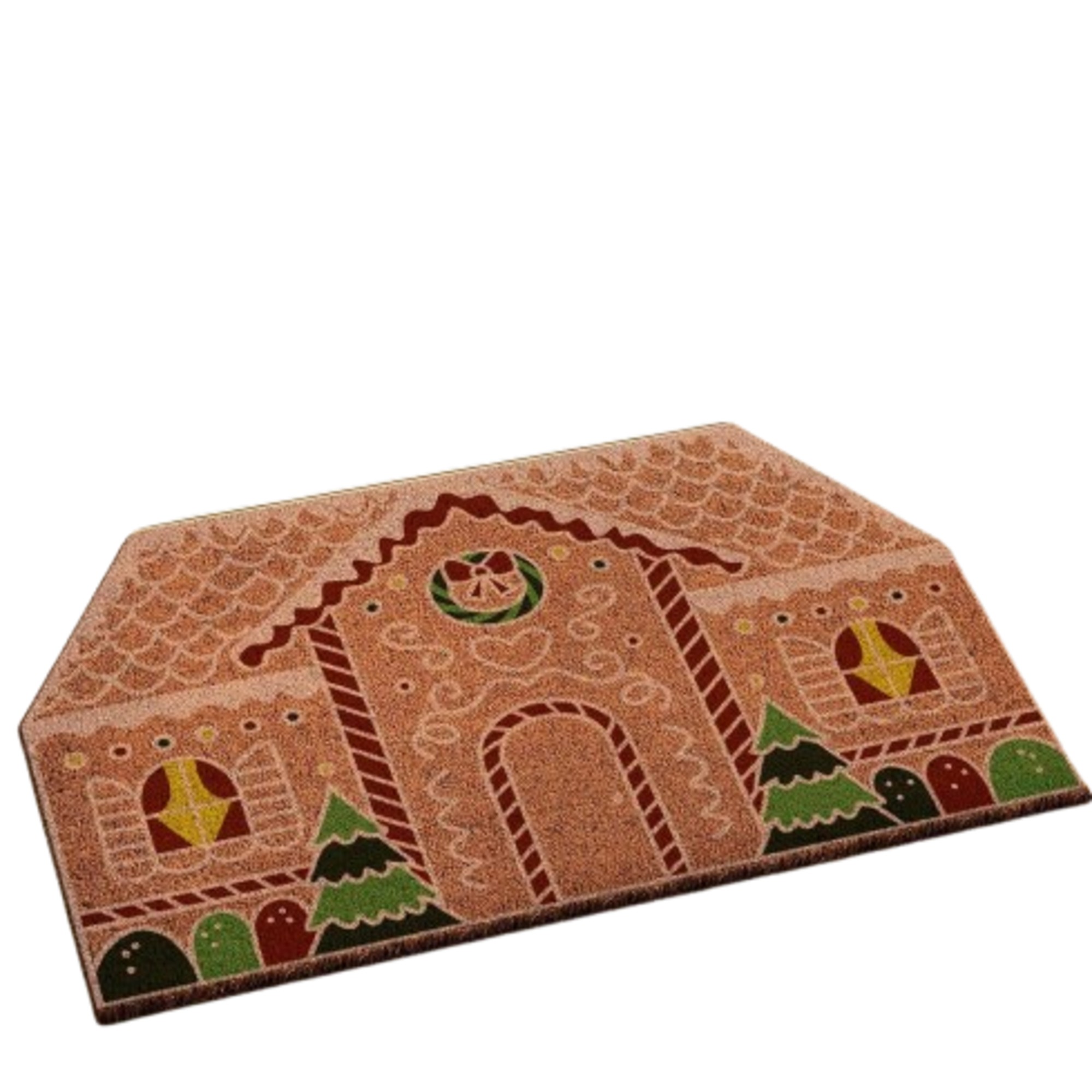 Lanpn Christmas Welcome Natural Coir Door Mat, Gingerbread house