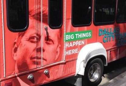 Dallas tour bus of Kennedy assassination: 'Big Things Happen Here'
