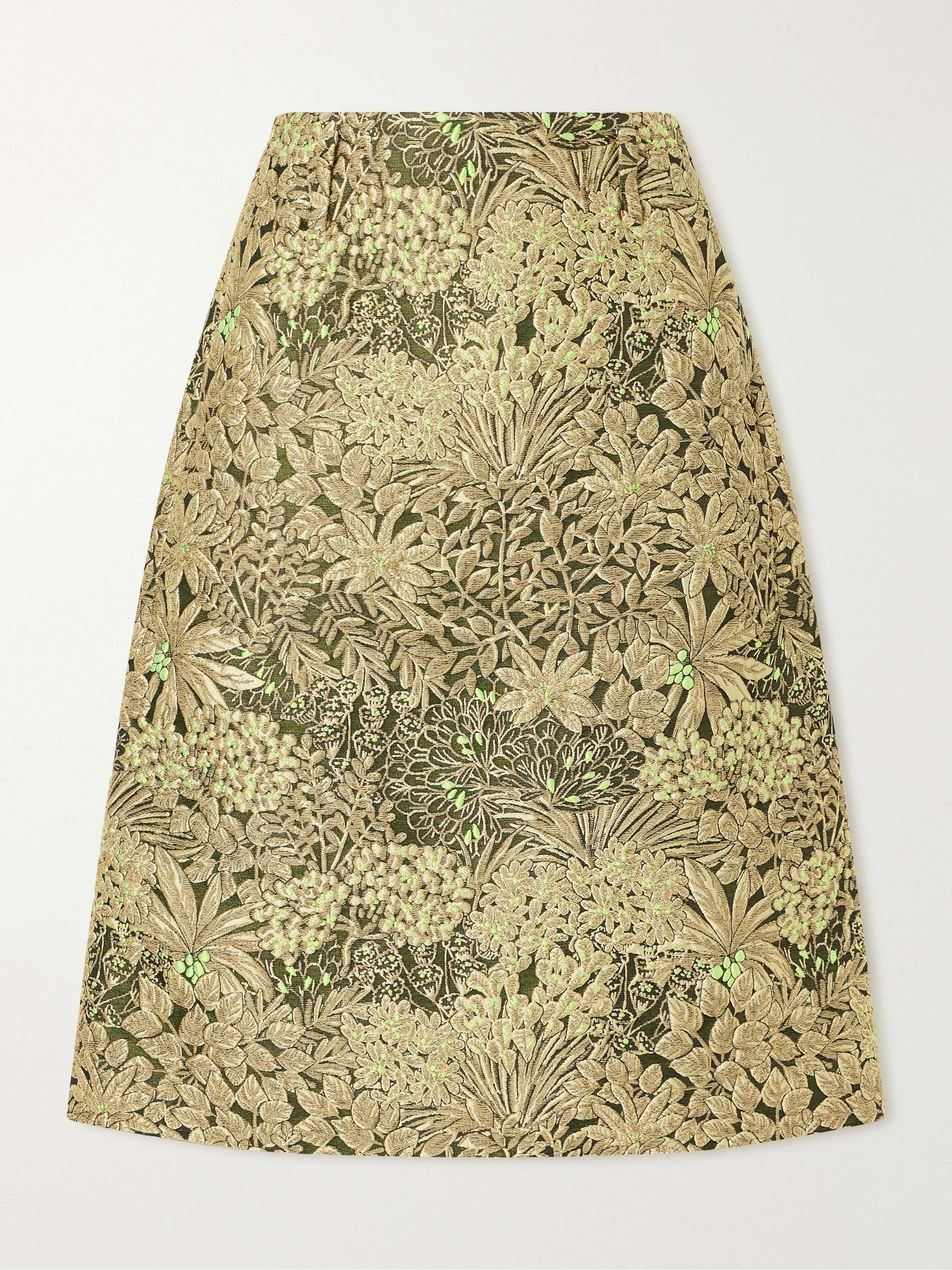 Floral Cloqu&amp;eacute; Midi Skirt