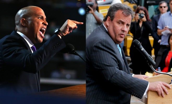 Cory Booker and Gov. Chris Christie