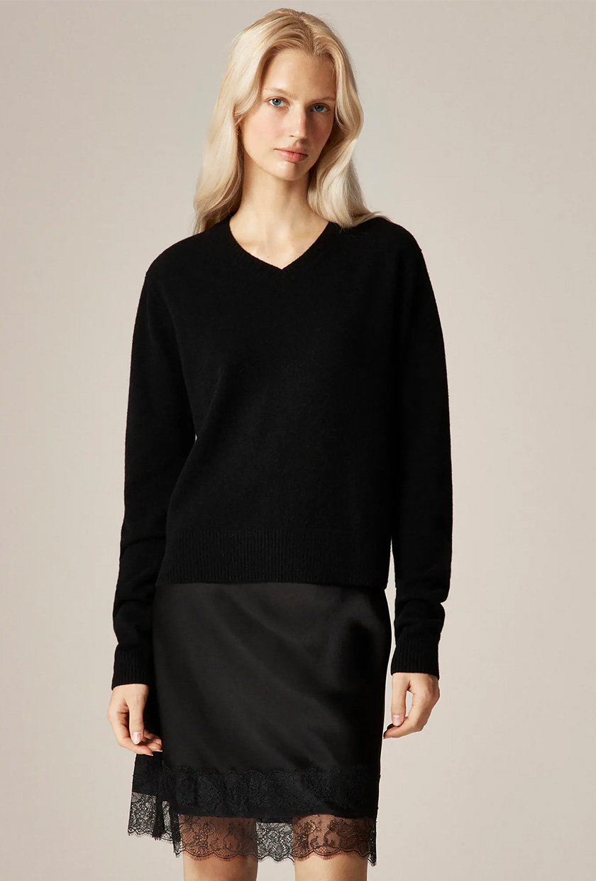 J.Crew, Cashmere High V-Neck Sweater