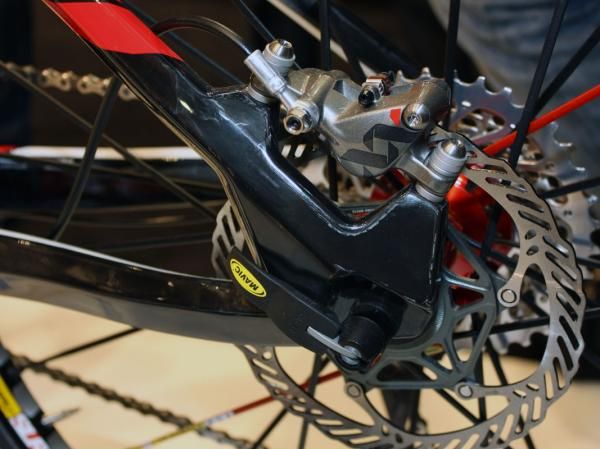 The Teamelite TE01 uses post mount disc tabs out back.