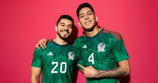 World Cup 2022: Who is Henry Martin? Henry Martin and Edson Alvarez of Mexico pose during the official FIFA World Cup Qatar 2022 portrait session on November 18, 2022 in Doha, Qatar.