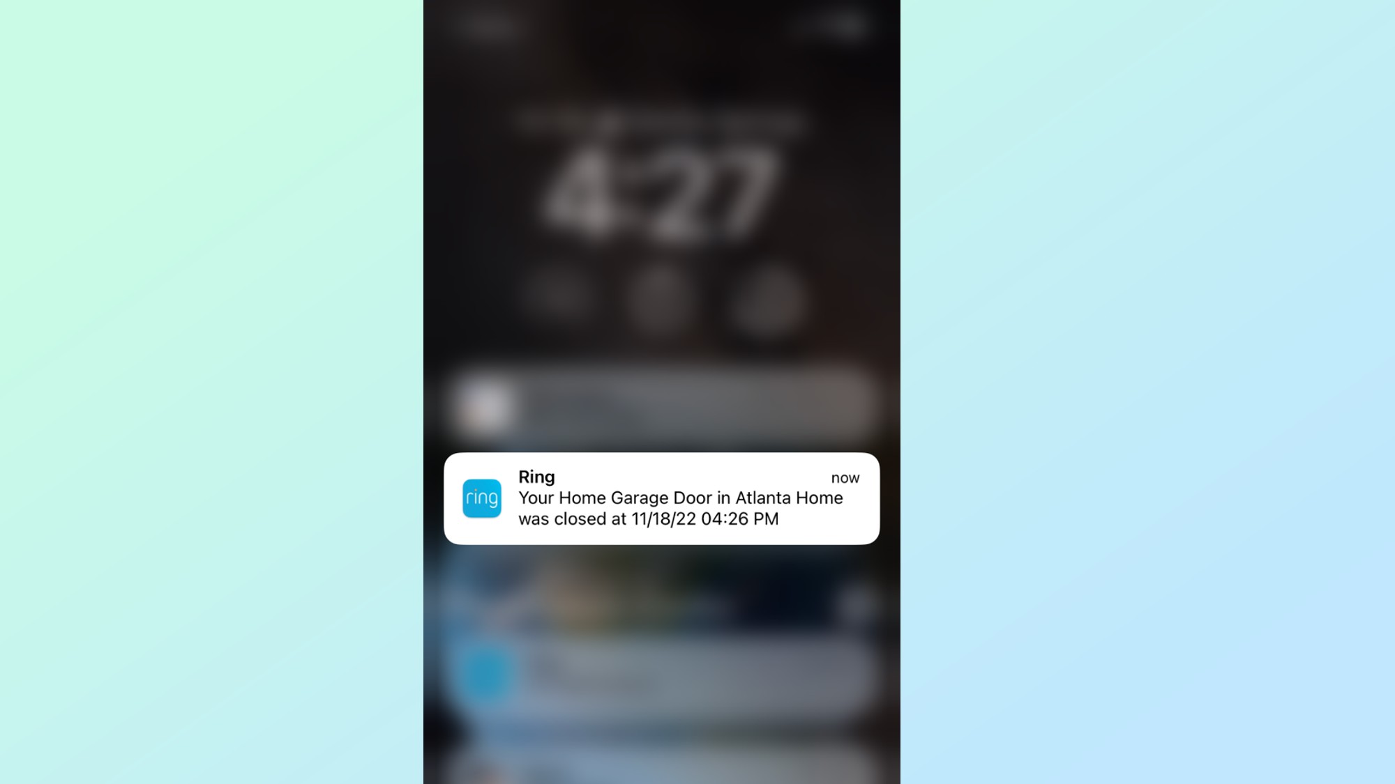 Capture d'écran de la notification de l'application Ring