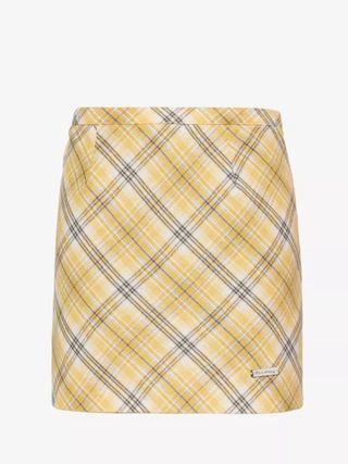 Bias Check-Print Woven-Blend Mini Skirt