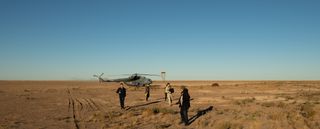 Search-and-rescue teams, including helicopters, are deployed at targeted and emergency landing zones as a routine measure during every crewed launch and landing, including the Oct. 4, 2018, space station crew return.