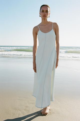 Front Seam White Dress
