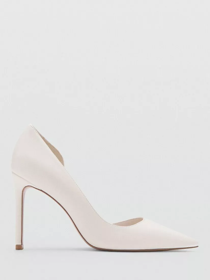 Mango Audrey Pointed Toe Stiletto Heel Court Shoes, White
